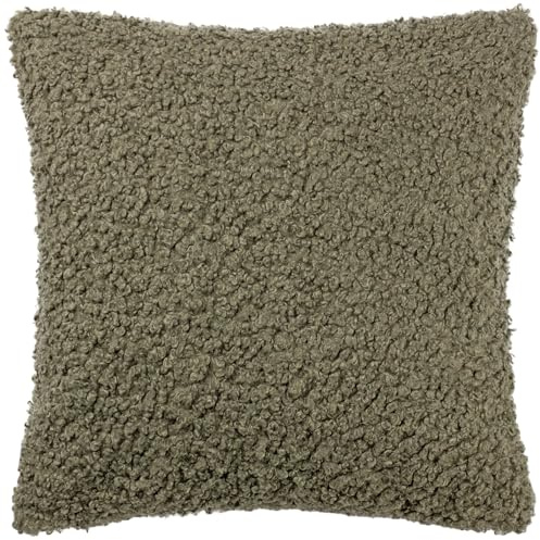 Yard Cabu Kissen mit Polyesterfüllung – weicher, grober Scandi-Boucle-Stoff mit Struktur (Khaki – 45x45cm)