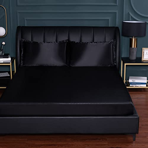 JIANINGHOME Topper Bezug für Boxspringbett 180x200,Spannbetttuch atmungsaktiver Stoff,Eisseide-Feste Farbblätter, rutschfeste Schutzhülle, Apartment-Schlafzimmer Doppelkönig-Größe