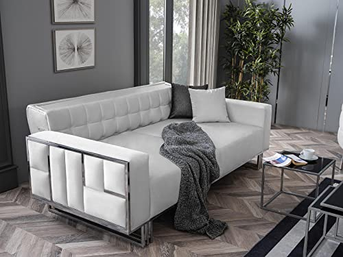 JV Möbel Verstellbare Multifunktion Couch Sofa Zweisitzer Couchen Design Sofas Weiß