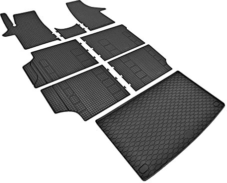 Z4L Gummifußmatten und Kofferraumwanne EIN Set geeignet für VW T6 Transporter/Caravelle 8/9 Sitze ab 2015 bis 2019 | L1