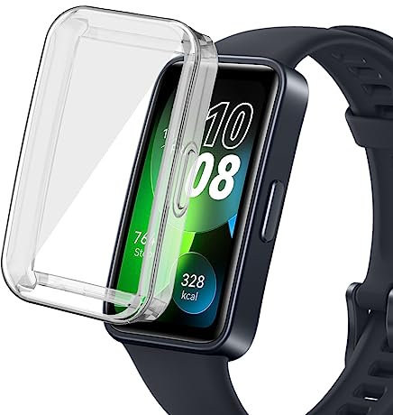 AiMok Funda Compatible con Huawei Band 8, Carcasa Protectora de TPU Flexible con Protector de Pantalla, Anti-Rasguños Protección Funda para Huawei Band 8 - Transparente