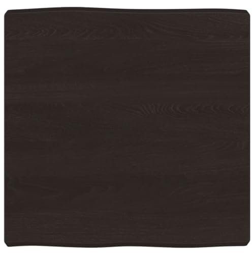 vidaXL Tischplatte, Holzplatte für Tisch Esstisch Couchtisch, Massivholzplatte Handgefertigt mit Baumkante, Ersatztischplatte, Dunkelbraun 60x60x(2-6) cm Massivholz Behandelt