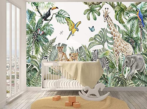 MIWEI Wallpaper Papier Peint Panoramique Perroquet Animal De La Jungle Fresque Murale Papier Peint 3D Chambre Peinture Murale S-20721 250X175CM
