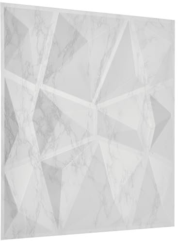 NOVECRAFTO Diamond Effect 3D Wall Panels - 12 Sheets Covering 3 sqm | 32.29 sqf Interior Cladding Panels Set | 3D Wall Tiles Diamond Design in Matte Light Grey - Each Panel Size 19.6 x 19.6
