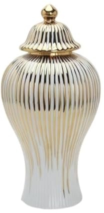 Ingwerglas Vase Deko Ingwergläser Chinesische Keramik-Ingwerglas-Blumenvasen Mit Deckel, Goldene Emaille-Porzellanvase, Tempelgläser, Tee-Vorratsglas Ingwer Glas Vorratsglas ( Color : Gold , Size : 16