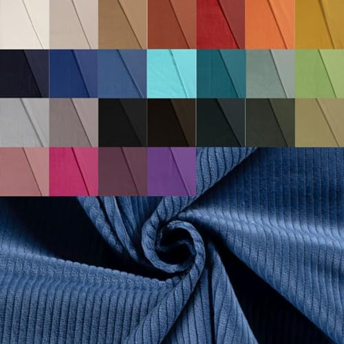 Breitcord Meterware - robuster Cordstoff - weicher Baumwollcord - dicker Rippenstoff - breit gerippt - fester Cord Baumwolle *ab 50 cm, Farbe: 006 jeans