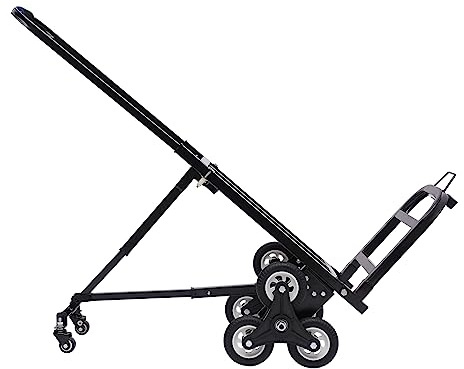 Stair Climbing Cart, Portable Folding Trolley with 8 Wheels Adjustable Hand Truck Handle Pulling, Heavy Duty Dolly Cart for Stairs (Black-330 lbs-8 Wheels)