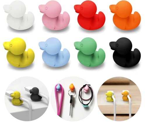 Yueser Ganchos Adhesivos para Pared Creativos, Silicona Pato Cuelga Llaves Pared Ganchos Adhesivos Infantil Organizador Cables Cable Management Clips Para Cables Gancho para Llaves Multifuncional 8Pcs