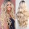 PORSMEER Blond Perücke Lang locken Gewellt Natürliche Synthetische Haar Wig Perücken für Frauen/Mädchen alltagstauglich Cosplay Kostüm Fasching Party (Schmutziges blond)