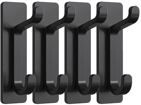 Ram® Heavy Duty Self Adhesive Hooks Stainless Steel Heavy Strong Stick On Wall Door Bag Purse Bathroom Towel Coat Office Hooks Pack of 4 or 6 (4)