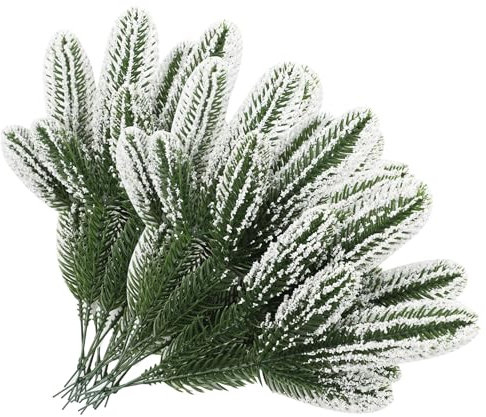 TheStriven 36 Pièces Branches de Sapin pour Guirlande Branches de Pin Artificiel Plantes Vertes Branches Sapin Artificielles Faux Branches de Pin Artificielles pour Décoration de Noël (Blanc)