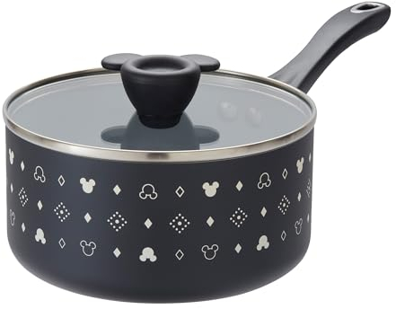 Prestige Disney Monochrome Mickey Mouse Non Stick Saucepan with Lid 20cm, Ceramic Induction Saucepan, PFAS & PFOA Free, Non Toxic Cookware, Black & White