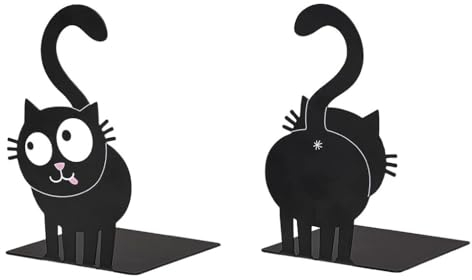 moses. Ed The Cat Lot de 2 serre-livres en métal Motif chat noir Décoration pour bibliothèque
