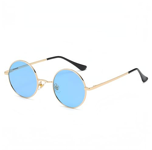 WDZAYXC Retro Classic Runde polarisierte Sonnenbrille mit Metallrahmen für Herren und Damen