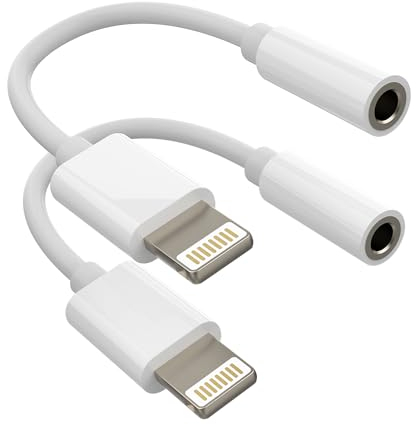 Câble Aux Jack Adaptateur pour Apple iPhone 14 (2 Pack) Lightning 3,5 mm Casque Audio Accessoires pour iPad Air Mini Écouteurs Écouteurs Auto Répartiteur Câble Écouteurs Câbles Headphones Adaptateur