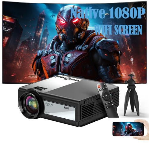 Projector with Wifi and Bluetooth,Staratlas+ Native Resolution 1080P,Tv Projector for Bedroom,Support Screen Mirror,Mini Portable Projector,12000L,Movie Projector Indoor,Bedroom Projector for Ceiling