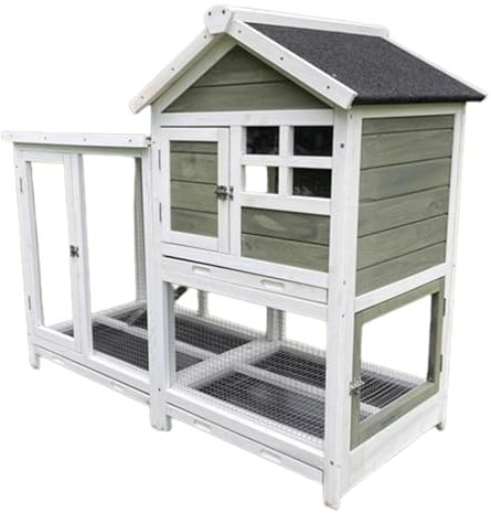 Vzhrvd Hühnerstall Aus Holz – Außenbereich für 2–3 Hühner, mit Hühnernistkasten, Ausziehbaren Tabletts und Rampe, Hühnerstall für Den Hinterhof, Geflügelkäfig Im 2. Stock