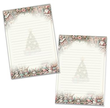 2 bunte Schreibblöcke Motivpapier Briefbögen Notizblöcke mit Linien Weihnachten Winter Weihnachtsstiefel Wichtelgeschenk für Kinder Jungen Mädchen Schule (2 Blöcke A5 mit je 25 Blättern)