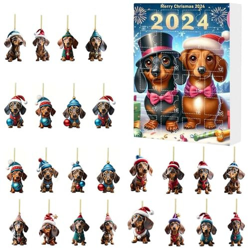 Weihnachtsgeschenke für Frauen 2024 Neuer 2024 Weihnachten Urlaub Adventskalender Adventskalender Sammlerstück Lustiges Hunde-Set für Paar oder Familie, Weihnachtsdekorationen 2024