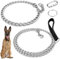 GZLCEU 1 STK Kettenhalsband Hund, 65cm Hundehalsband Kette mit 1 STK 128cm Hundekette Leine für Meisten Hunde Geeignet, Training und Spaziergänge(Edelstahl)