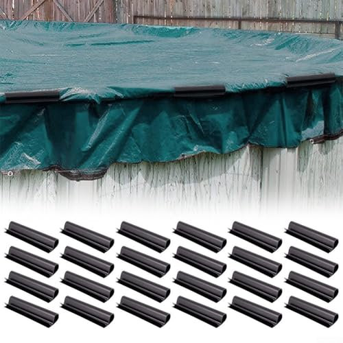 HEBEOT 24 clips de cubierta de alberca de invierno de 12 cm/8 cm para paredes de acero de piscina sobre el suelo, clips resistentes al viento para fijar cubiertas de forma segura: 20 x 12 x 5 cm