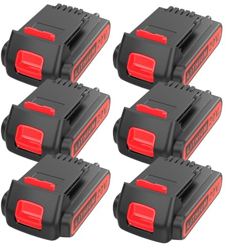 ASUNCELL 6 pezzi batteria da 18V 3,5 Ah per Black+Decker, batteria da Ioni di litio per Black e Decker LBX20 BL2018 LBXR20B LBXR20-OPE LBXR2020 LBXR20 LBXR20 LB20 LB2X4020