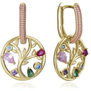 Pendientes Viceroy de plata de ley con baño de oro del arbol de la vida 15125E100-39