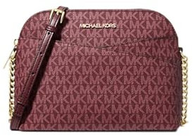 Michael Kors Jet Set Medium Crossbody Leder Handtasche, Oxblood Sig, One size