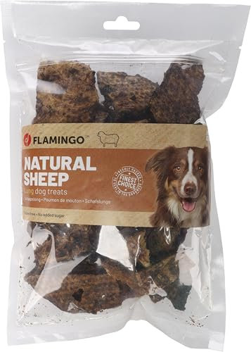 Flamingo Leckerli Hund – Snack Nature Schafslunge Flach – 150g – glutenfrei – ohne Zuckerzusatz – naturbelassene Belohnung