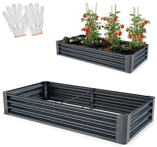 Onbest Metall Hochbeet - XXL Gemüsebeet/Kräutergarten aus Stahl - stabil, wetterfest & pflegeleicht - Hochbeete-Kit - Ideal für Kräuter aus dem Garten, Terrasse/Balkon (Anthrazit, 180x90x30cm)