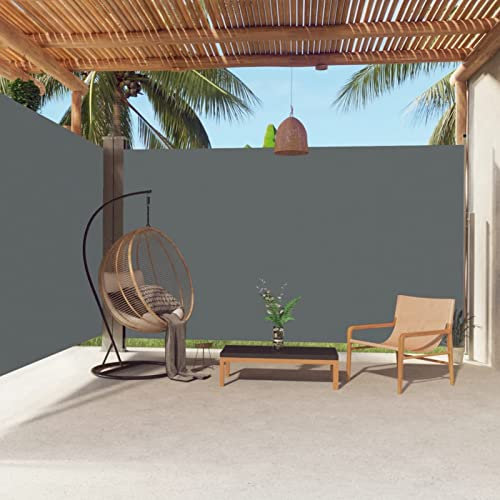 Festnight Doppelseitenmarkise 220x600 cm Doppel Seitenmarkise Ausziehbar Sichtschutz Garten Sonnenschutz Terrasse Sichtschutz Balkon Seitenwand Windschutz Außen Doppelmarkise Anthrazit