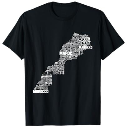 Carte du Maroc, Maroc dans les langues du monde T-Shirt