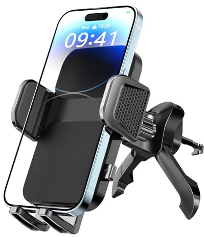 Brencco Support Telephone Voiture Grille Aeration, Rotation 360° Porte Téléphone Voiture, Ultrastable Accroche avec Smartphone/GPS 4,0''-7,0''