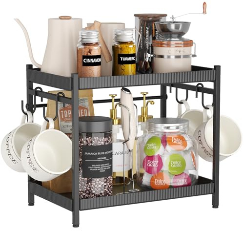 Lifewit Countertop Coffee Organizer with Mug Holder & Spice Rack Shelf