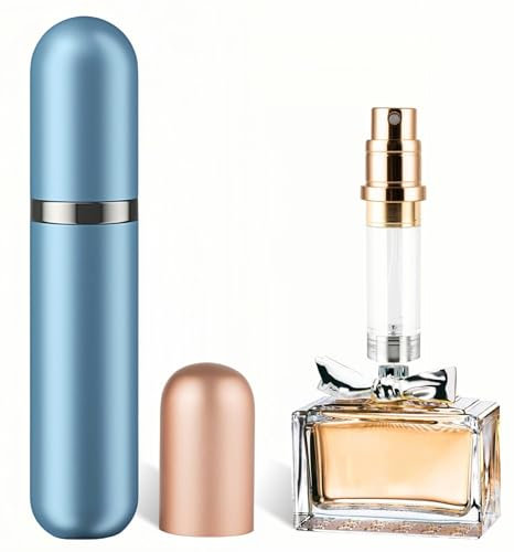 Lammcou porta profumo da viaggio, flacone atomizzatore profumo ricaricabile, mini vaporizzatore profumo portatile per il viaggio, Perfume Atomiser Mini Travel Bottle rosa (Blu, 5ml)
