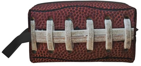American Football Kulturbeutel mit Schnürsenkel-Druck, Make-up-Tasche, Kosmetiktasche, zum Aufhängen, für Damen und Herren, Fitnessstudio