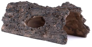 Natural Reptile Hide Basking Platform, Hideout Decor for Aquarium, Fish Tank, Bearded Dragon, Gecko, Shrimp, Betta (Faux Wood Tree Cave, Small)