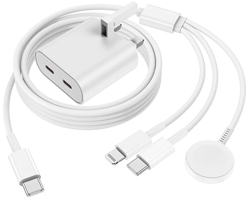 QZIIW Apple Watch Charger,45W Dual Ports 3 in 1 Multi Apple iWatch Magnetic Fast Charger, 2M USB Cable & PD 3.0 Quick Charging For Watch Series Ultra 3/2/SE/11/10/9/8/7/6/5/4/3,iPhone 17/16/15/14/13