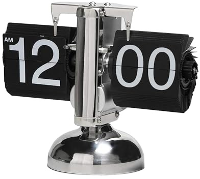 Lifegogo Retro Flip Clock Tischuhr – Automatische Klappzahlenuhr aus Edelstahl, Vintage Digital Uhr Batteriebetrieben, Geräuscharmes Quarzwerk, Retro Schreibtischuhr für Wohnzimmer Büro Deko
