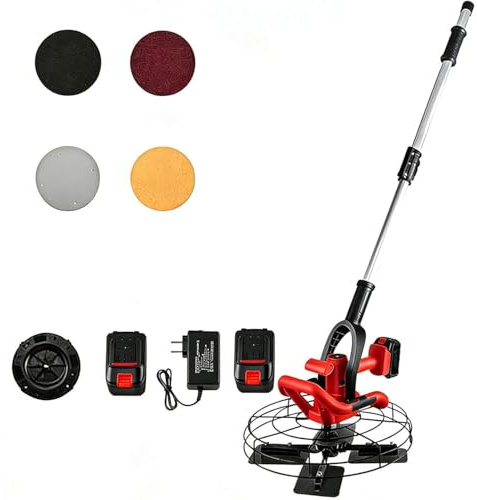 BDJSN Truelle À Béton sans Fil, Machine À Talocher Électrique 1680 W avec Rallonge, Vitesse Réglable De 280 À 2800 TR/Min, 6 Vitesses Variables, pour La Finition du Plâtre, du Mortier Et du Ciment