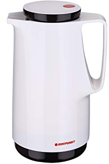 ROTPUNKT Isolierkanne 760 Maxima 1,0 l | Zweifunktions-Drehverschluss | BPA-frei - gesundes Trinken | Made in Germany | Warm + Kalthaltung | Glaseinsatz (Snow)