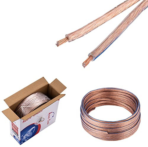 Cables Direct Online Speaker Wire 12 Gauge 12/2 Conductors CCA (Copper Clad Aluminum) Transparent Low Voltage Wire for Home Theater, Car Audio, LED and More – 100ft