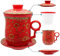 Tasse en porcelaine avec couvercle et soucoupe Hollihi - Infuseur de thé chinois en porcelaine Jingdezhen pour thé en vrac ou café - Pour la maison ou le bureau