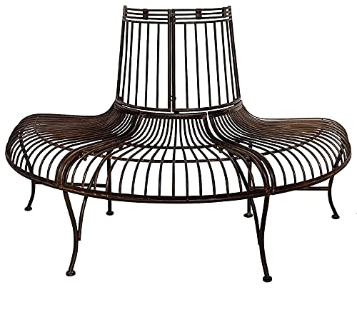 Gartenbank Bank Antik-Stil Garten Metall Eisen braun Möbel Baumbank 134cm