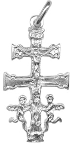 Kors av Caravaca i 925 sterlingsilver, med ängelfigurer, Sterlingsilver