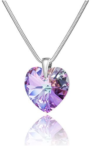 Collana Da Donna In Argento Sterling Con Pendente A Cuore Multicolore Viola Regolabile