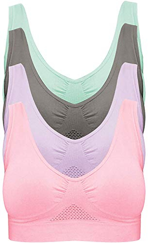Soutiengorge sans Armatures : soutiengorge de Sport sans Couture en Lot de 4 Matériau Non rembourré en 96% Nylon et 4% élasthanne Largeur de Bretelles agréable et Ajustement Confortable