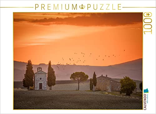 CALVENDO Puzzle DIe Cappella di Vitaleta vor Sonnenaufgang | 1000 Teile Lege-Größe 64 x 48 cm Foto-Puzzle für glückliche Stunden