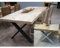 Esstisch Eiche Baumkante Lamelle 240x100cm X-Gestell Edelstahlfarben NEU/OVP