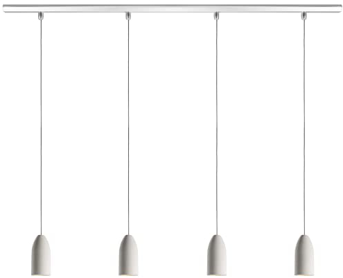 Buchenbusch urban design 4er Lampe Schlafzimmer light edition mit Textilkabel Silber, Hängelampe Esstisch aus Beton